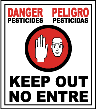 Bilingual Pesticides Keep Out Sign