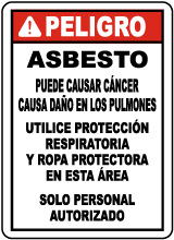 Spanish 2016 OSHA Compliant Asbestos Sign