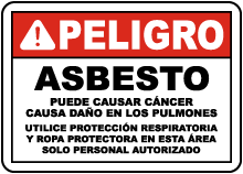 Spanish 2016 OSHA Compliant Asbestos Sign