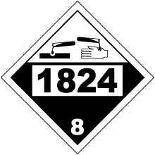 UN # 1824 Class 8 Corrosive Placard