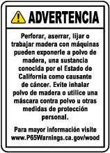 Spanish Raw Wood Product Exposure Point of Sale Warning Sign