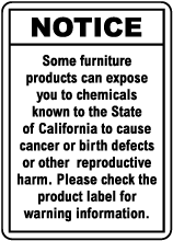 Furniture Product Exposure Notice Sign
