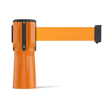 Orange Cone-Mounted Retractable Belt Barrier