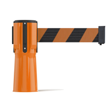 Orange Black Diagonal Cone-Mounted Retractable Belt Barrier 