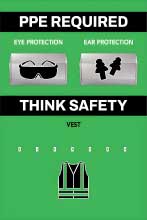 PPE Required 5S Shadow Board - Eye, Ear Protection and Vest