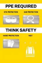 PPE Required 5S Shadow Board - Eye, Ear, Hand Protection and Vest