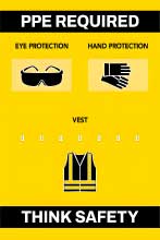 PPE Required 5S Shadow Board - Eye, Hand Protection and Vest