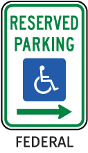 MUTCD Accessible Reserved Parking Sign (Right Arrow)