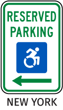 New Accessibility Symbol Reserved Parking Sign (Left Arrow)
