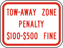 Virginia Tow Away Zone Penalty Sign