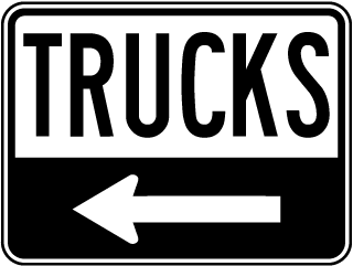 Trucks (Left Arrow) Sign