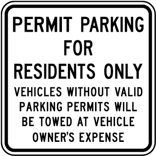 Permit Parking For Residents Only Sign