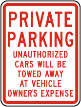 Private Parking Cars Will Be Towed Sign