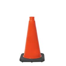 18" Orange Traffic Cone, Black Base
