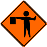 Flagger Ahead Symbol Sign