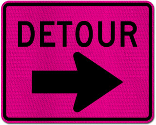 Pink Detour Sign (Right Arrow)