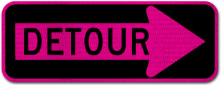 Pink Detour Right Arrow Sign