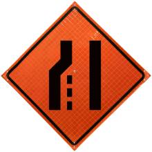 Left Lane Ending Symbol Roll-Up Sign - X4793