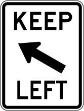 Keep Left Diagonal Arrow Sign