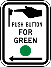 Push Button For Green Left Arrow Sign