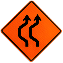 Two Lane Double Reverse Curve Left Sign