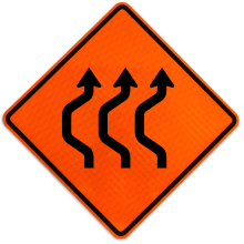 Three Lane Double Reverse Curve Left Sign – X5025