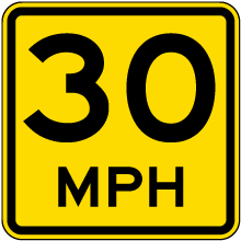 Advisory 30 MPH Sign