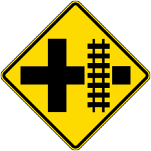 Highway-Light Rail Transit Grade Crossing Right Sign