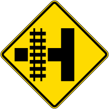 Highway-Light Rail Transit Grade Crossing Left Sign