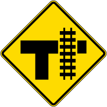 Highway-Light Rail Transit Grade Crossing Right Sign