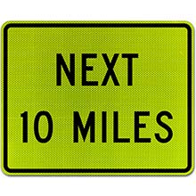 Custom Yellow/Green Supplemental Next Distance (Miles) Sign
