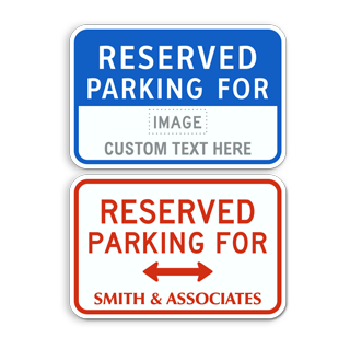 Custom Reserved Parking Sign with Colored Header, Text, and Image
