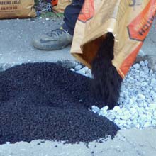 Permanent asphalt, cement or concrete mix for hole filling or hole repair