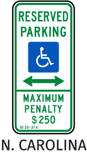 North Carolina Accessible Parking T4580 - by SafetySign.com