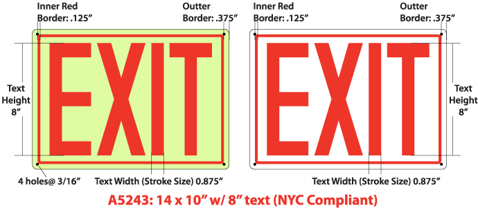 NYC Compliant EXIT Sign