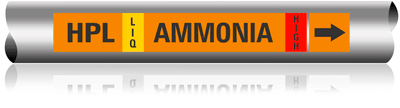 Illust. of Ammonia Marker for Pipe OD of 2.5 to 6 inches