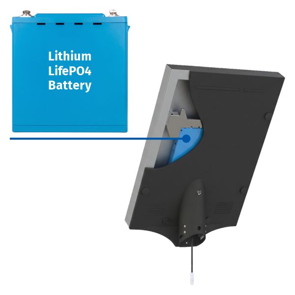An image showing the Lithium LifePO4 battery inside the solar cell.