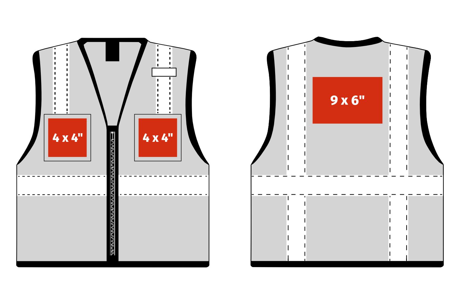 Logo positions for a sleeveless vest
