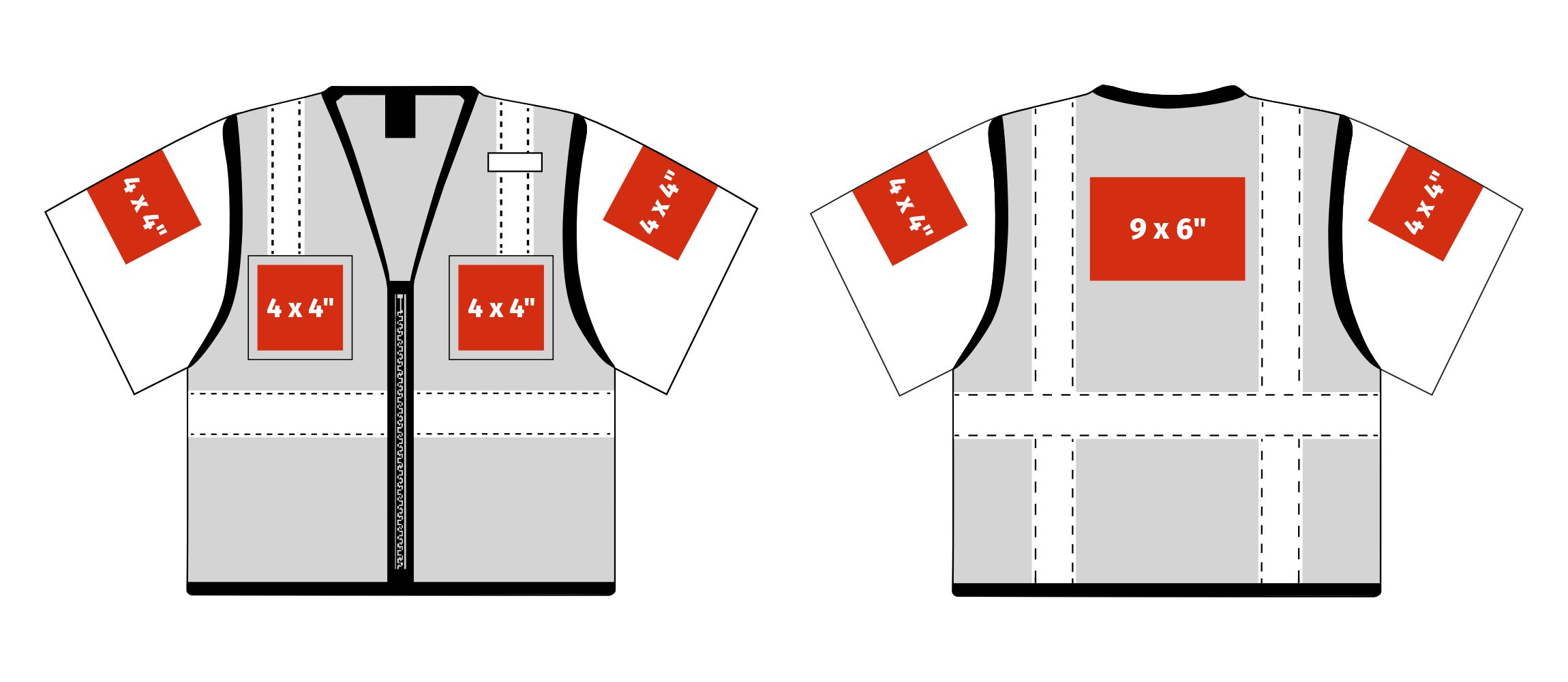 Logo positions for a sleeveless vest