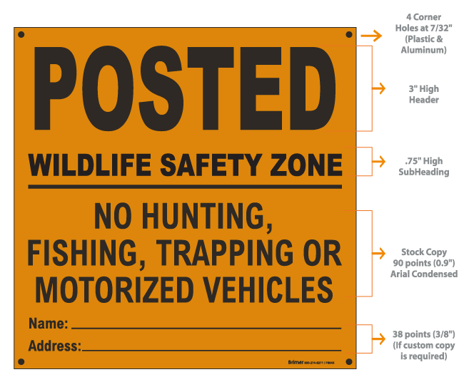 Orange Posted Sign, Wildlife Safety Zone