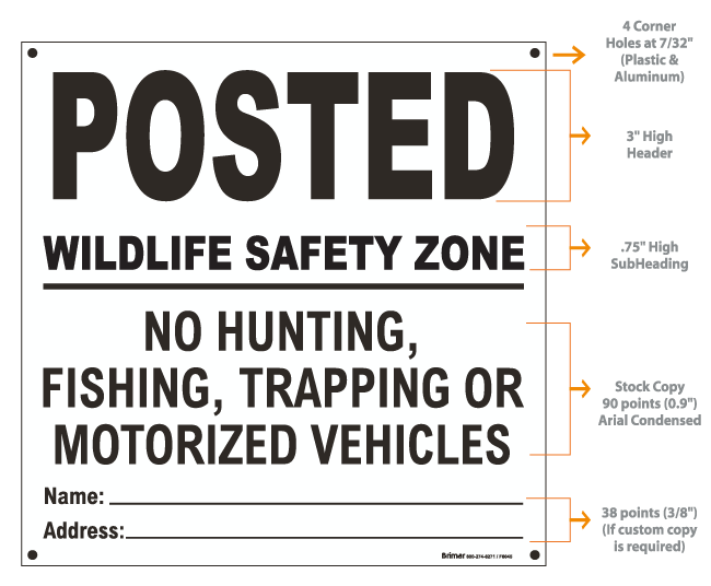 White Posted Sign, Wildlife Safety Zone