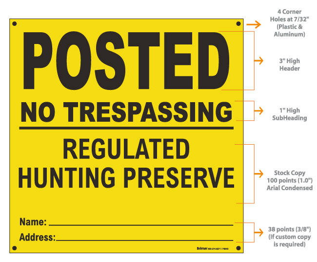 Yellow Posted Sign, No Trespassing