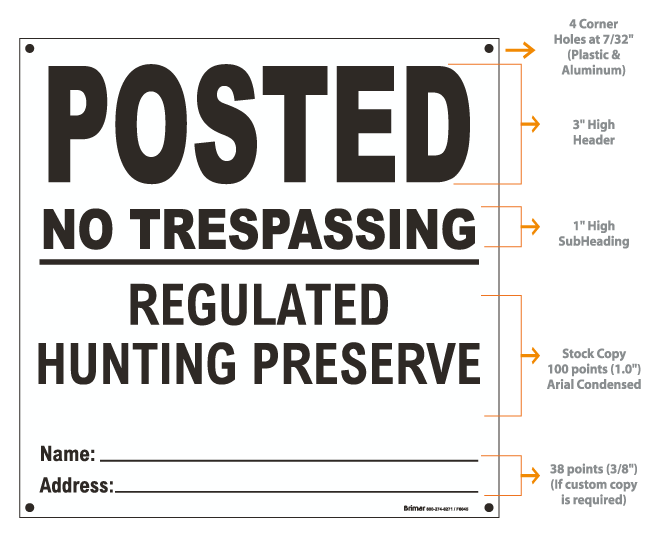 White Posted Sign, No Trespassing