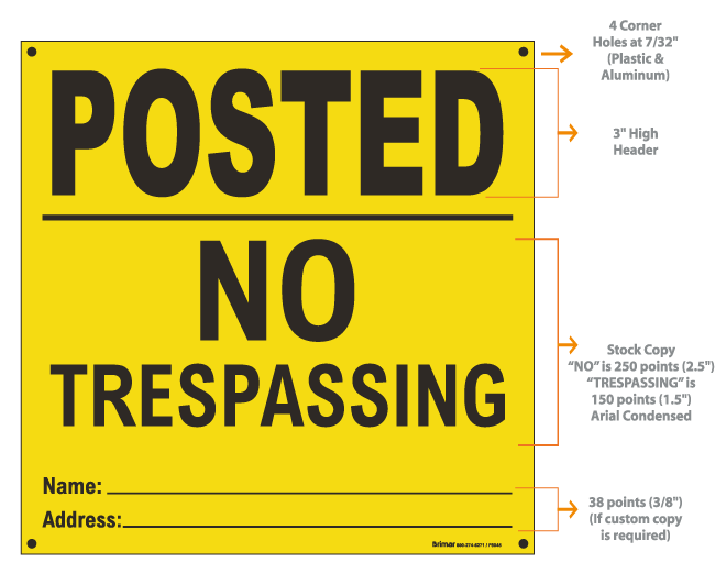 3 Pack Posted No Trespassing Plastic Signs Yellow/Black 11.25" x 11.25" 