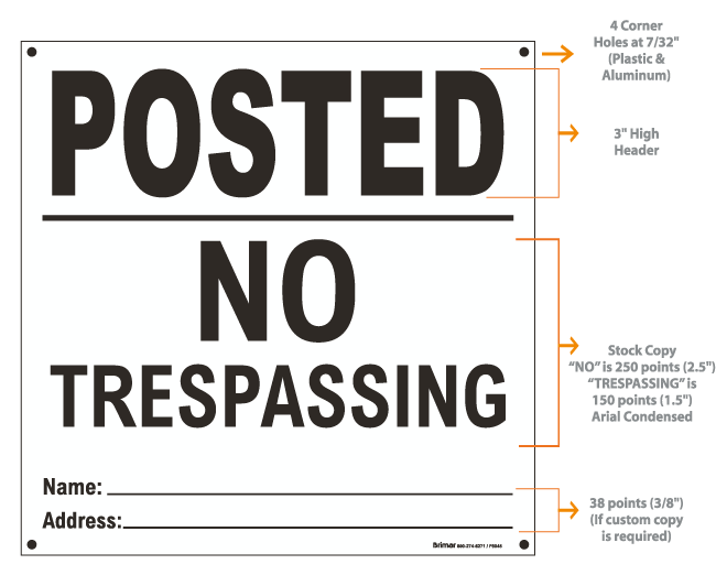 White Posted Sign, No Trespassing