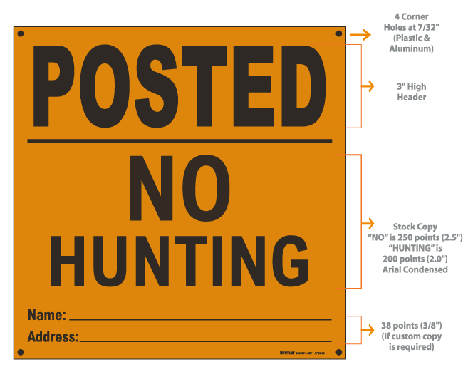 Orange Posted Sign, No Hunting