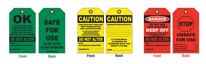 SafeTag® Scaffold Tagging System SafeTag® Scaffolding Inspection Tags 