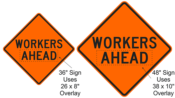 BONE SAFETY WORK AREA AHEAD Roll-Up Sign with Ribs..FLUORESCENT VINYL 48" 