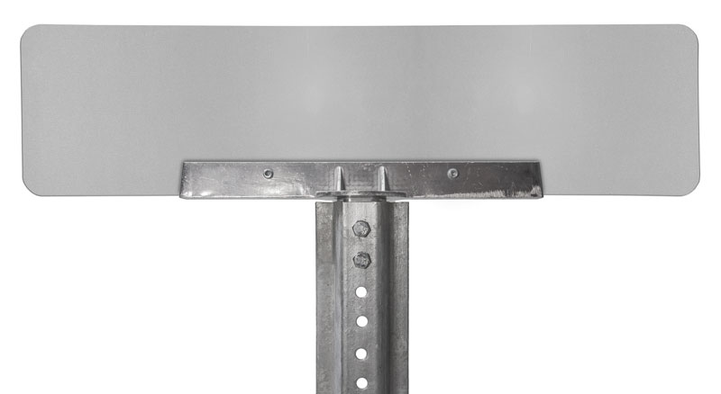 180 degree bracket on u-channel post with mounted street sign
