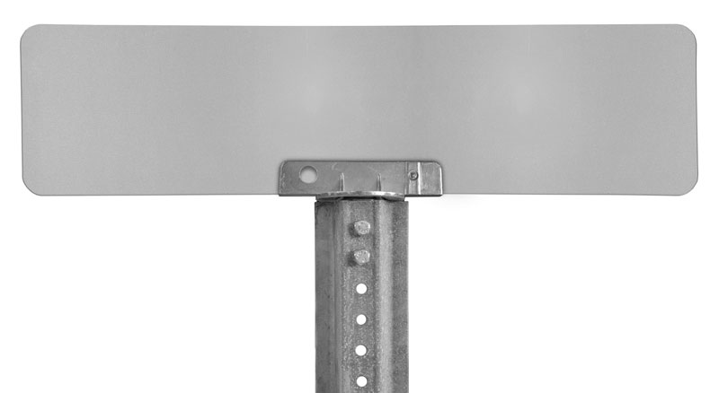 180 degree bracket with mounted sign on u-channel post